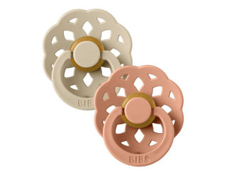 Immagine di Bibs set 2 ciucci in caucciù Boheme taglia 0-6 mesi Vanilla e Peach - Ciucci