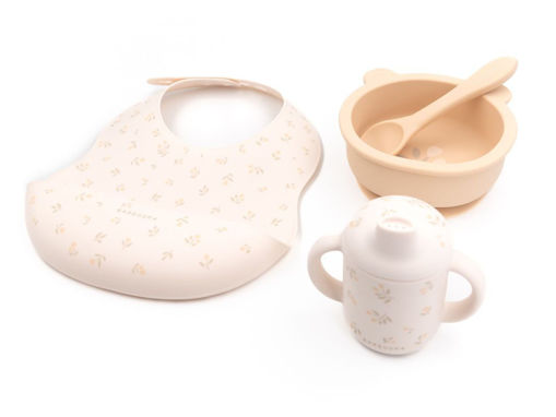 Immagine di Bamboom set prima pappa in silicone 903 tulips - Piatti e posate