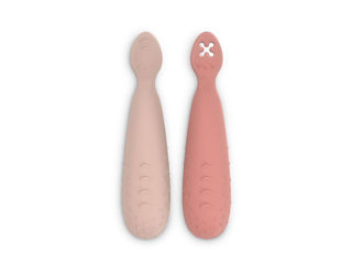 Immagine di Suavinex set pre-cucchiai svezzamento in silicone 2 pz rosa - Piatti e posate