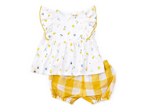 Immagine di Coccode completo 2 pz in jersey e vichy tropicana giallo C61359 tg 6 mesi - Vestiti