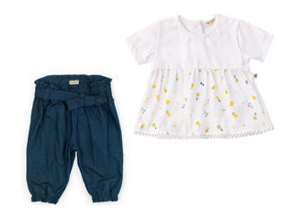 Immagine di Coccode t-shirt stampato tropicana + pantalooni harem jeans scuro tg 9 mesi - Vestiti