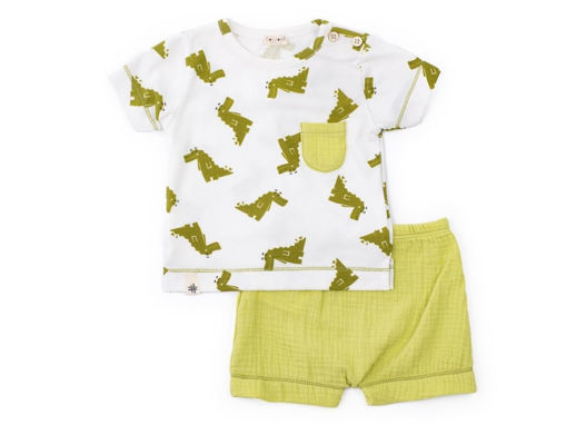 Immagine di Coccode completo 2 pz jersey e garza coccodrilli/verde oliva C61358 tg 24 mesi - Vestiti