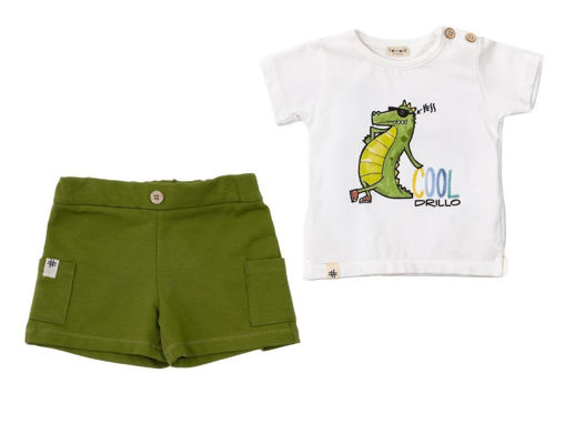 Immagine di Coccode t-shirt e shorts panna-verde oliva tg 36 mesi - Vestiti