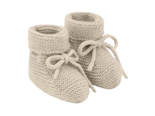 Immagine di Paz Rodriguez scarpine neonato in maglia Esencial light brown 018-12710 tg 3 mesi - Scarpine neonato