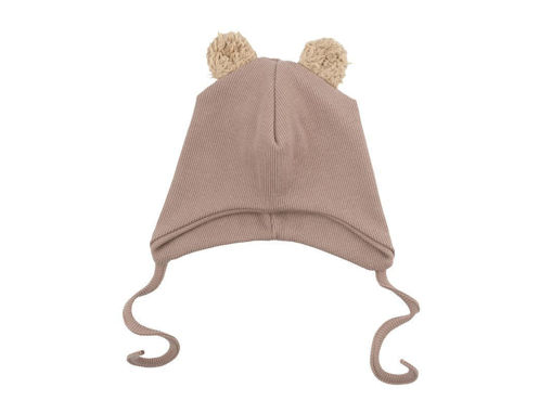 Immagine di Wooly Organic cappellino con orecchie Teddy in cotone biologico GOT 48-50 cm old pink/savannah DR-64-48-147/143 - Cappelli