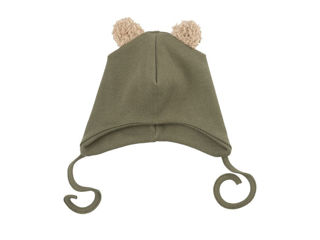 Immagine di Wooly Organic cappellino con orecchie Teddy in cotone biologico GOT 42-44 cm tea leaf/savannah DR-64-42-142/143 - Cappelli