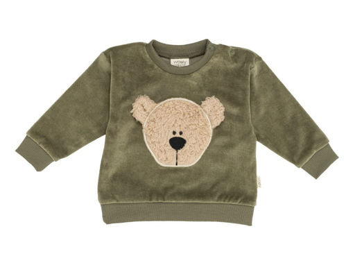 Immagine di Wooly Organic maglione ricamato in cotone biologico GOTS 62/68 cm leaf tea/savannah V-187-62-142/143 - Maglie