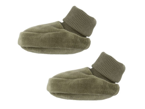 Immagine di Wooly Organic scarpine in ciniglia di cotone biologico GOTS 8 cm tea leaf V-35-8-142 - Calzine per neonato
