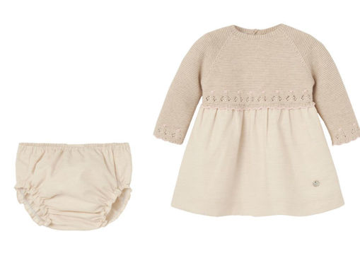 Immagine di Paz Rodriguez completo vestito Alegria con culotte light brown/chalk pink 004-123094+017-153099 tg 12 mesi - Vestiti