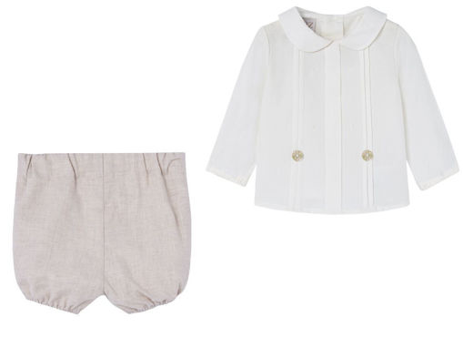 Immagine di Paz Rodriguez completo blusa cream e pantaloni Pascua light brown 006-0152844+007-153122 tg 6 mesi - Vestiti