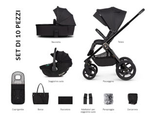 Immagine di Venicci trio Upline 2 all black con Tiago nero - Passeggini trio e duo