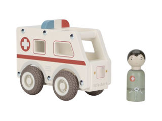 Immagine di Little Dutch ambulanza con personaggio FSC LD2527 - Giocattoli in legno