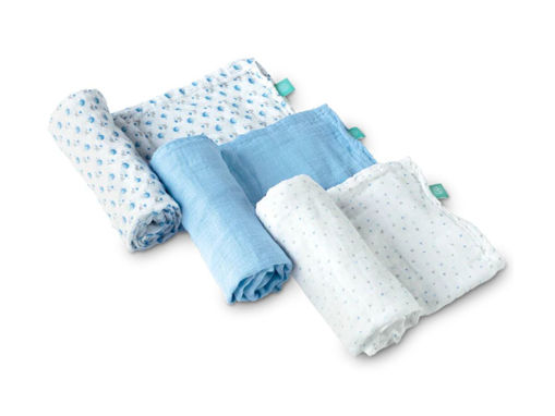 Immagine di Koala Babycare mussole neonato 80x80 cm 3 pz blue - Corredino nanna
