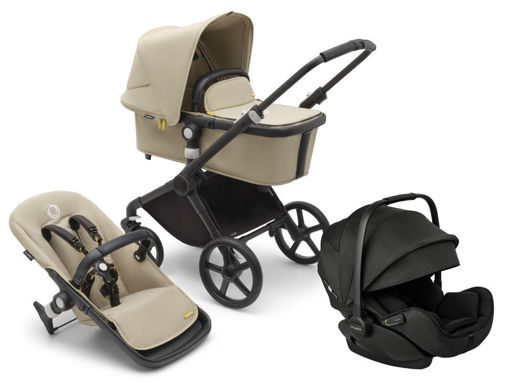 Immagine di Bugaboo trio Fox Cub sistema modulare black/desert beige-desert beige - Passeggini trio