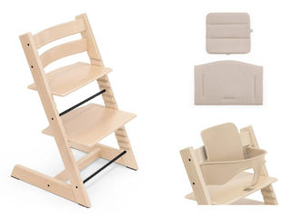 Immagine di Stokke seggiolone Tripp Trapp naturale + cuscino beige - Seggioloni pappa