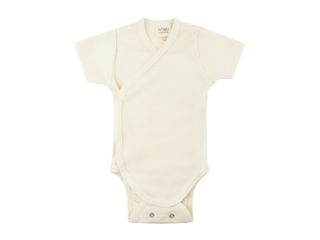 Immagine di Wooly Organic body incrociato manica corta in lana seta ecru tg 56/62 - Body neonato