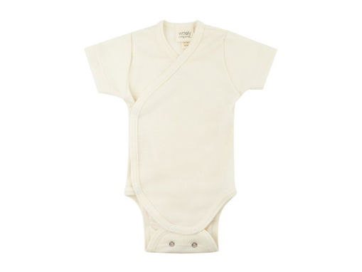 Immagine di Wooly Organic body incrociato manica corta in lana seta ecru tg 56/62 - Body neonato