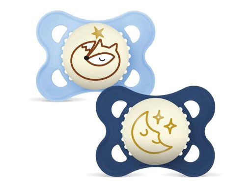 Immagine di MAM ciuccio Original Night silicone 2-6 mesi Circular PP 2 pz azzurro - Ciucci