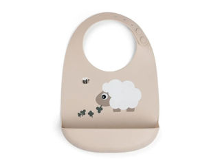 Immagine di Done by Deer bavaglino impermeabile con tasca Tiny Farm sabbia - Bavaglini Neonato