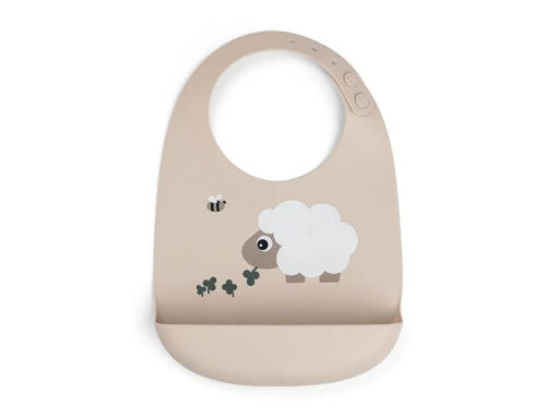 Immagine di Done by Deer bavaglino impermeabile con tasca Tiny Farm sabbia - Bavaglini Neonato