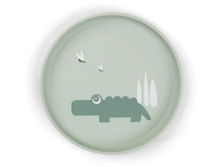 Immagine di Done by Deer piatto con base antiscivolo croco verde - Piatti e posate