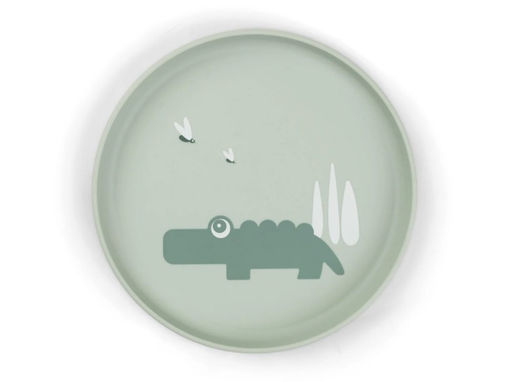 Immagine di Done by Deer piatto con base antiscivolo croco verde - Piatti e posate
