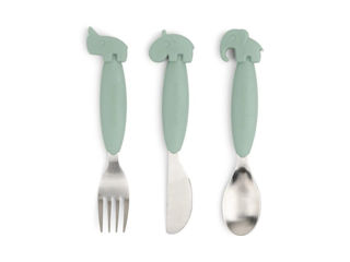 Immagine di Done by Deer set 3 posate anti-scivolo verde - Piatti e posate