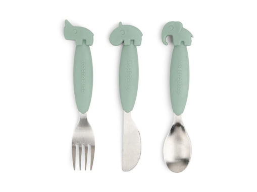 Immagine di Done by Deer set 3 posate anti-scivolo verde - Piatti e posate