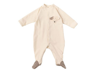 Immagine di Wooly Organic tutina con piedi GOTS natural ecru/cinder tg 62-68 - Tutine