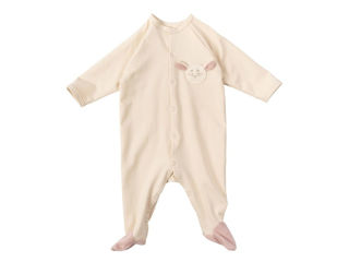 Immagine di Wooly Organic tutina con piedi GOTS natural ecru/pink sand tg 50-56 - Tutine