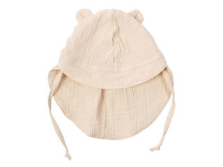 Immagine di Wooly Organic cappello in mussola con orecchie orso natural ecru tg 44/48 - Cappelli