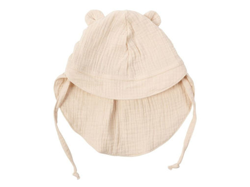 Immagine di Wooly Organic cappello in mussola con orecchie orso natural ecru tg 42/44 - Cappelli