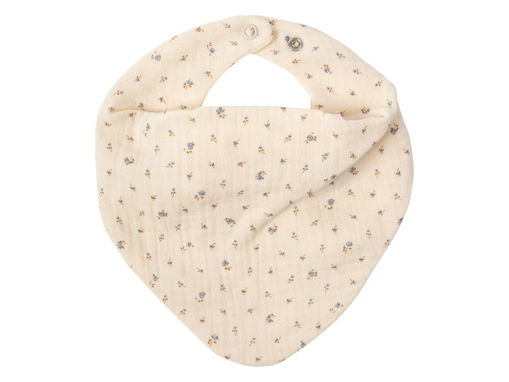 Immagine di Wooly Organic bavaglino in mussola GOTS ecru with blue flowers - Bavaglini Neonato