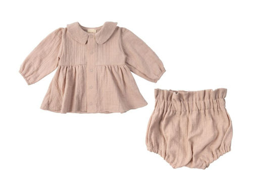 Immagine di Wooly Organic completo in mussola GOTS light old pink tg 68/74 - Tutine