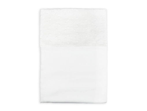 Immagine di Bamboom lenzuolino in satin con bordo sangallo lettino bianco 140x100 cm 293TE00009-01 - Corredino nanna