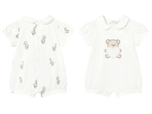 Immagine di Mayoral set pigiama corto ricamato 2 pz ecrù tg. 0-1 mesi - Tutine