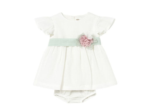 Immagine di Mayoral vestito cerimonia con copripannolino panna/verde acqua tg. 6-9 mesi - Vestiti