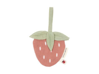 Immagine di Little Dutch portaciuccio in tessuto fragola - Portaciuccio e catenelle