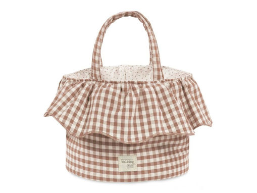 Immagine di Walking Mum cestino home 22x20 cm Praliné Vichy moka - Complementi d'arredo