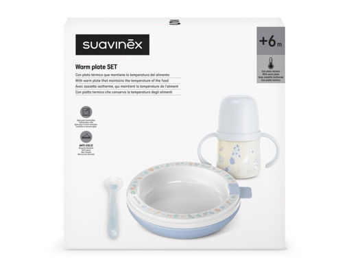 Immagine di Suavinex set pappa calda Prints azzurro - Piatti e posate