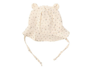 Immagine di Wooly Organic cappello da sole in mussola GOTS ecru with blue flowers tg 42/44 - Cappelli