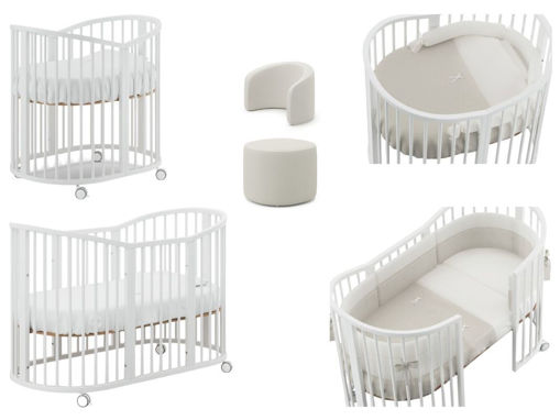 Immagine di Erbesi set lettino full Forever bianco con pouf e schienale bianco - Lettini evolutivi