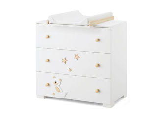 Immagine di Erbesi comò con prolunga fasciatoio Cucù bianco naturale - Cassettiere fasciatoio