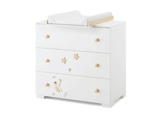 Immagine di Erbesi comò con prolunga fasciatoio Cucù bianco naturale - Cassettiere fasciatoio