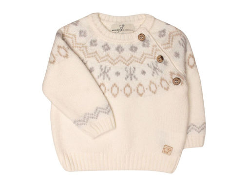 Immagine di Maglificio di Verona maglia jacquard unisex 045654-LC1414 latte pietra beige tg 3 mesi - Maglie
