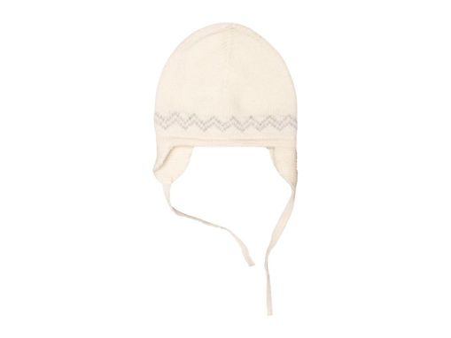 Immagine di Maglificio di Verona berrettino laccetti jacquard uni 045659-LC1414 latte pietra beige tg 0-3 mesi - Cappelli