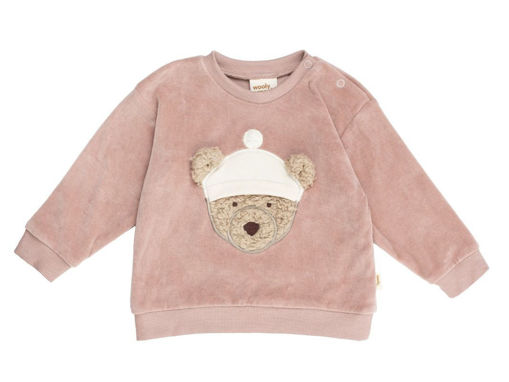 Immagine di Wooly Organic felpa ricamata GOTS rosewood tg 62/68 - Maglie