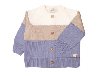 Immagine di Maglificio di Verona giacchina rigata maschio 045604-L1398 blu lavanda corda latte tg 3 mesi - Maglie