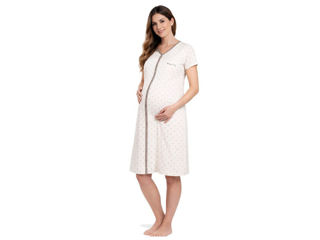 Immagine di Premamy camicia da notte aperta davanti panna cuori tortora tg S - Intimo e notte mamma