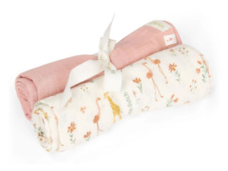 Immagine di Little Dutch swaddle 70x70 cm blooming safari-pink - Corredino nanna neonato